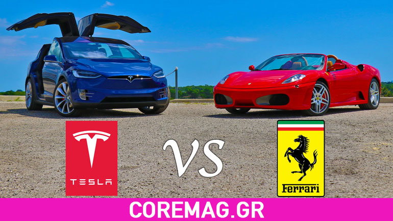 Tesla Model X P90D vs Ferrari F430